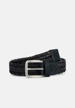 Blue Stretch Leather Woven Belt