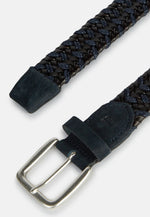 Blue Stretch Leather Woven Belt