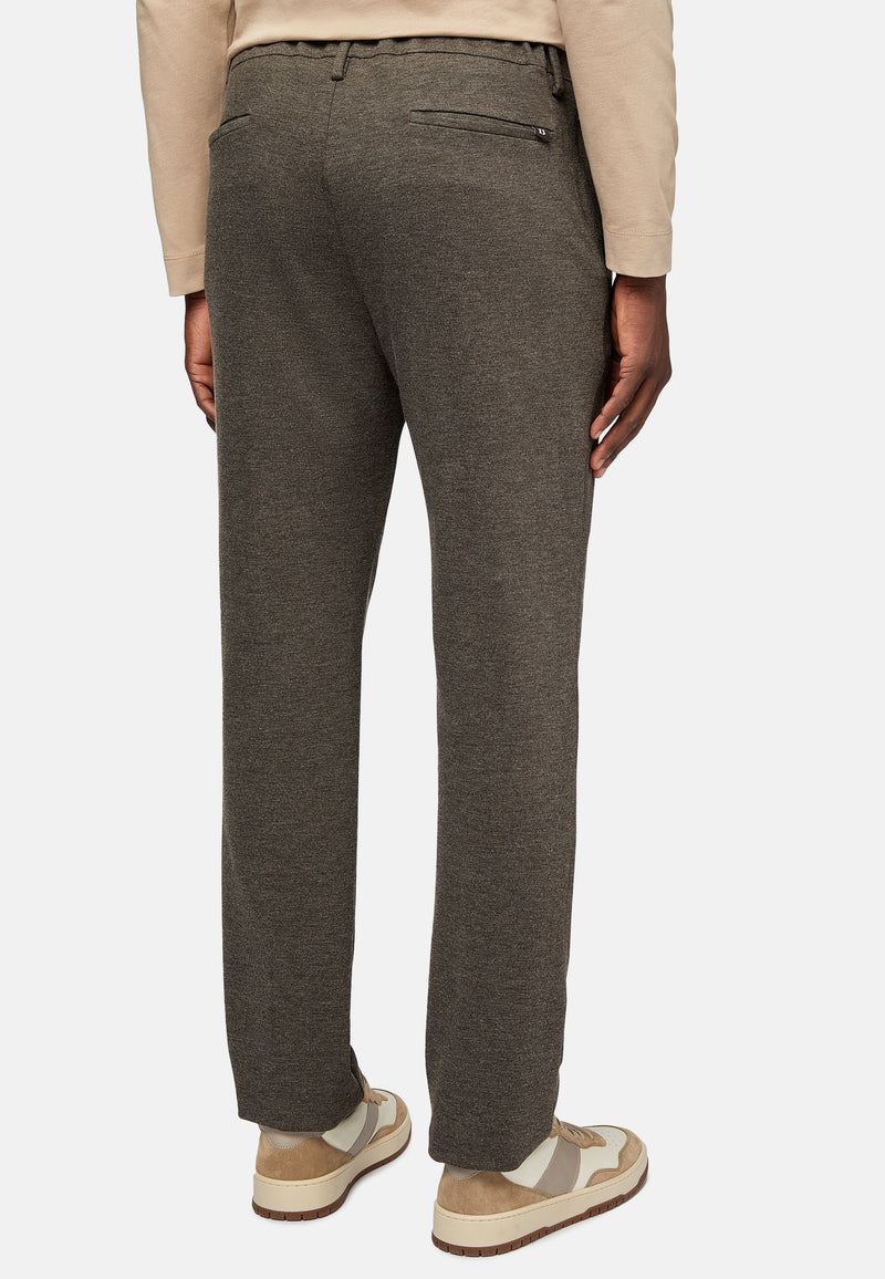 Brown Trousers in a Stretch Viscose and Nylon blend