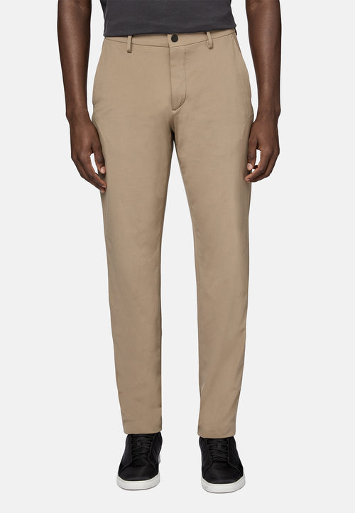 Beige B-Tech Stretch Nylon Trousers