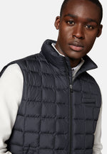 Blue Gilet In Technical Fabric