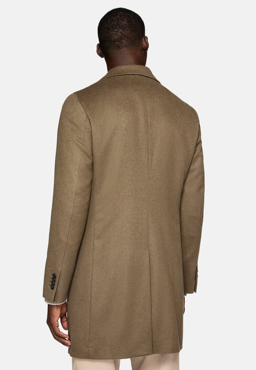 Brown Single-Breasted Coat In Pure Cashmere.