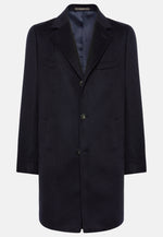 Blue Single-breasted coat in pure cashmere.