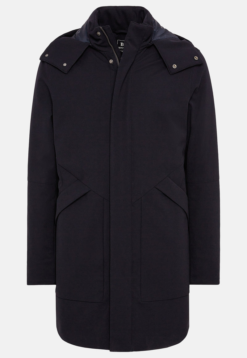 Blue Parka In Padded Technical Fabric