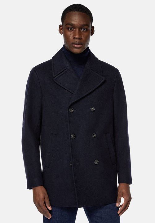 Blue Peacoat In Wool