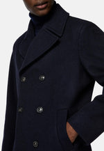 Blue Peacoat In Wool