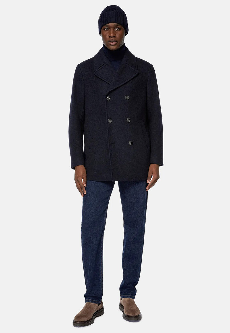 Blue Peacoat In Wool