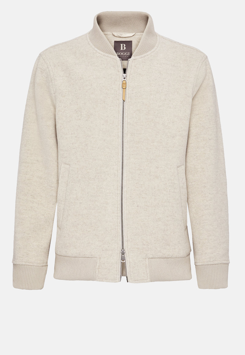 Beige Padded Bomber Jacket