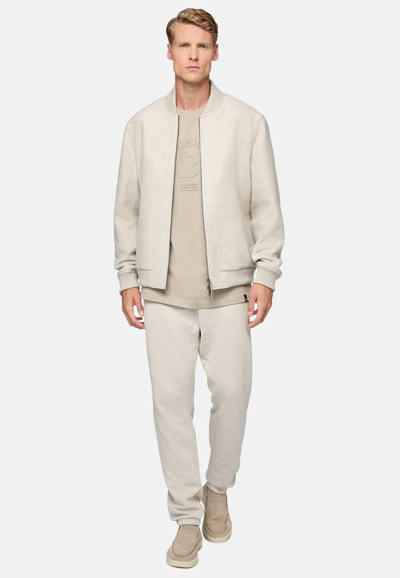 Beige Padded Bomber Jacket