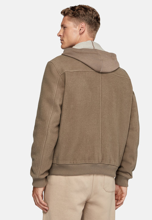 Brown Bomber Jacket In Padded Wool