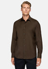 Brown Regular Fit Wool Shirt