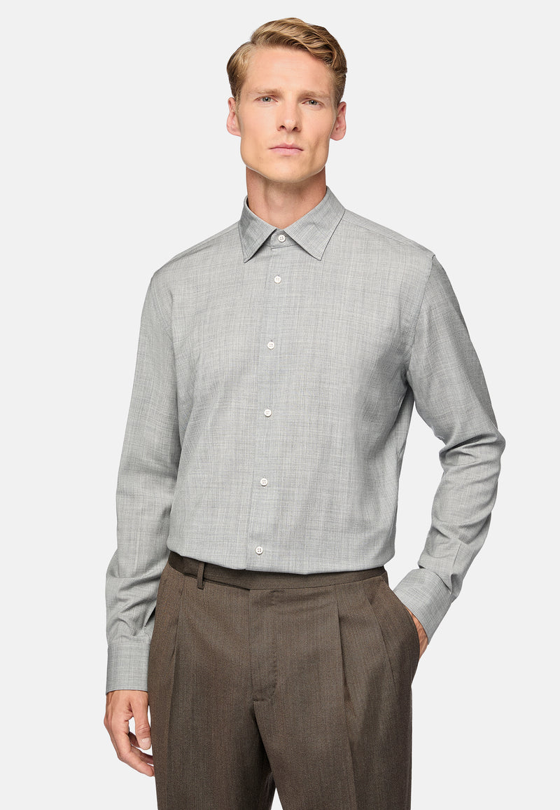 Grey Regular Fit Wool Shirt