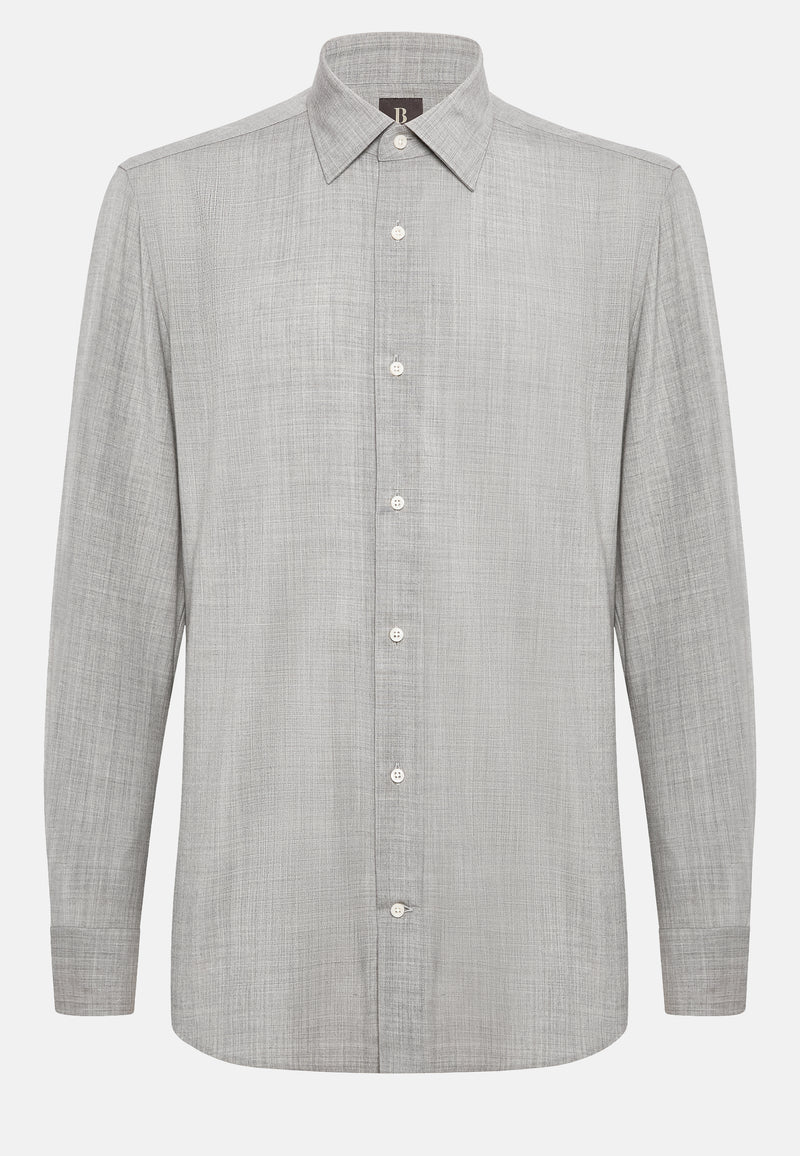 Grey Regular Fit Wool Shirt