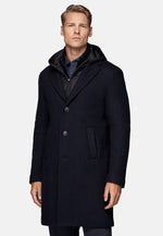 Blue Wool Jersey Coat with Gilet