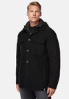 Black Link Shirt Jacket In Wool With Bib