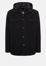 Black Link Shirt Jacket In Wool With Bib