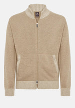 Brown Taupe Cashmere Blend Full Zip Jumper