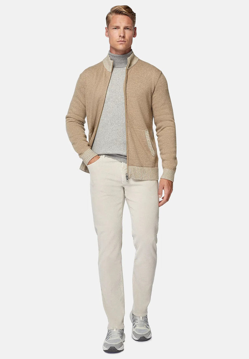 Brown Taupe Cashmere Blend Full Zip Jumper