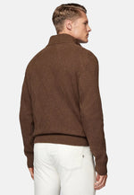 Brown Hazelnut Half Zip Jumper in Nylon Wool