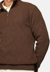 Brown Hazelnut Half Zip Jumper in Nylon Wool