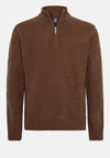 Brown Hazelnut Half Zip Jumper in Nylon Wool