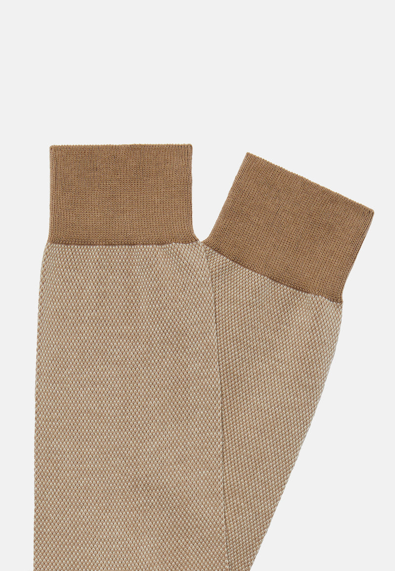 Beige Oxford Cotton Socks In Organic Cotton