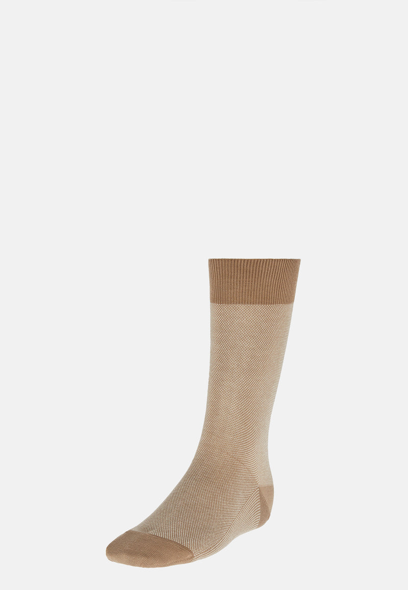 Beige Oxford Cotton Socks In Organic Cotton