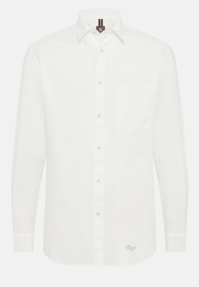 White Regular Fit Cotton Shirt