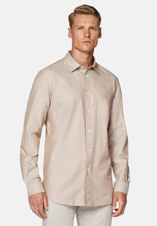 Beige Regular Fit Cotton Shirt