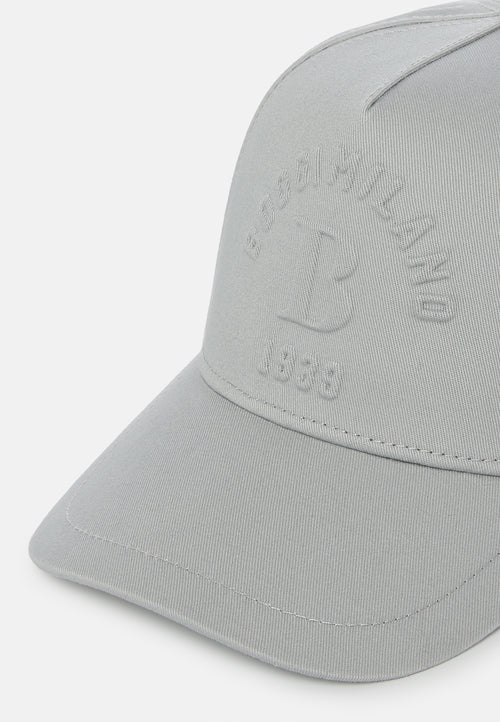 Grey Cotton Baseball Cap With Visor