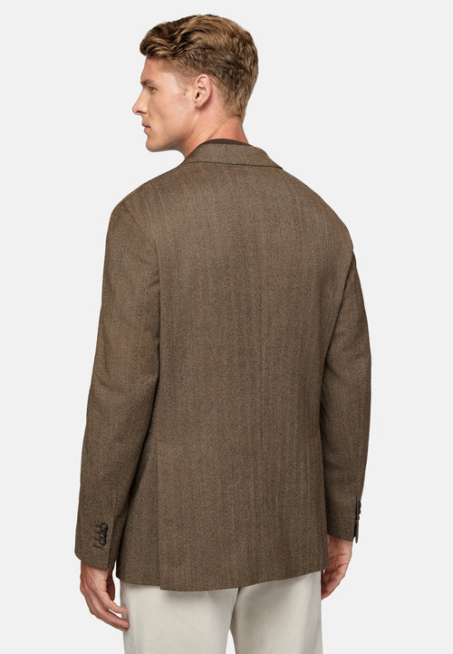 Brown Brown Jacket In Stretch Wool