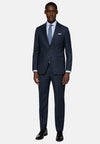 Navy Blue Pinstripe Suit In Pure Wool