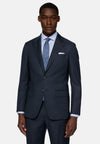 Navy Blue Pinstripe Suit In Pure Wool