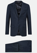 Navy Blue Pinstripe Suit In Pure Wool