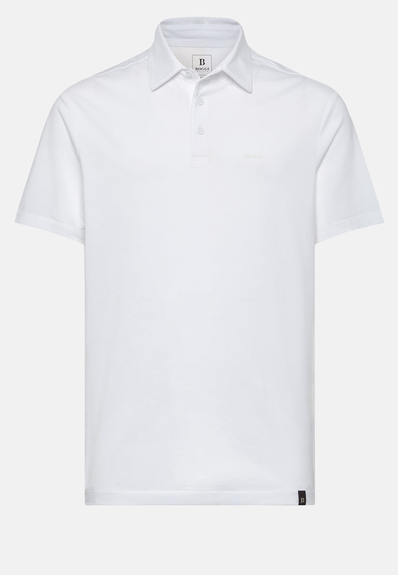 White Stretch Supima Cotton Polo Shirt