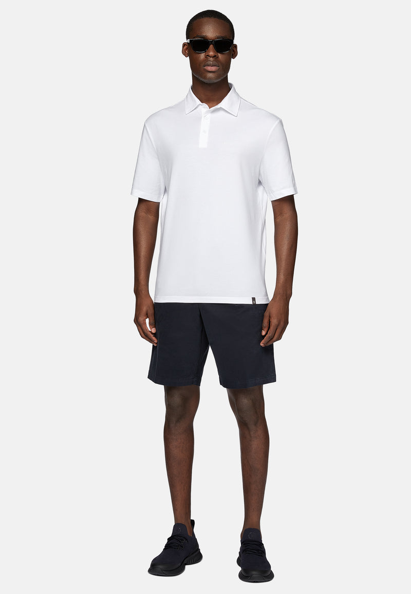 White Stretch Supima Cotton Polo Shirt