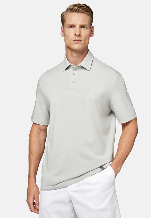 Grey Stretch Supima Cotton Polo Shirt