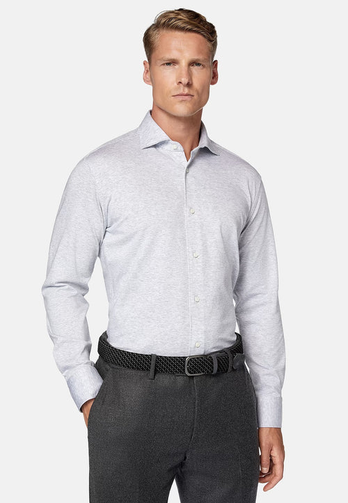 Grey Regular Fit Cotton Jersey Polo Shirt