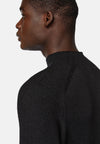 Black Black Merino Wool Mock Polo Neck Jumper