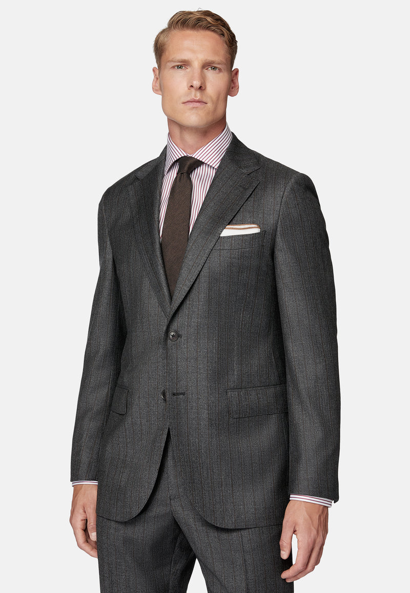 Black Charcoal Pinstripe Pure Wool Suit