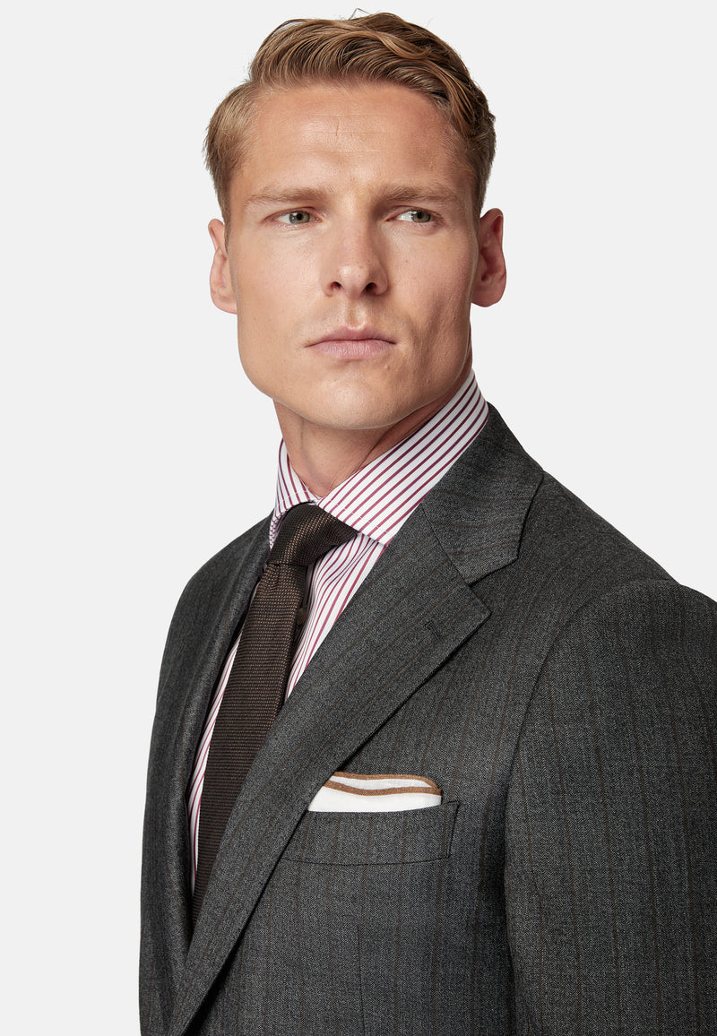 Black Charcoal Pinstripe Pure Wool Suit