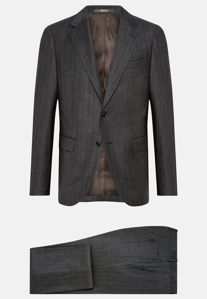 Black Charcoal Pinstripe Pure Wool Suit