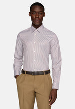 Brown Regular Fit Striped Cotton Shirt