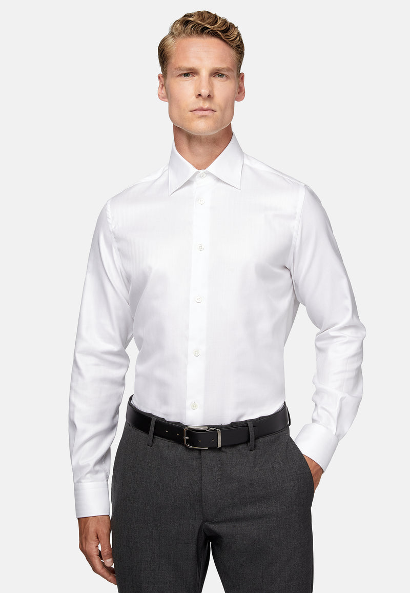 White Regular Fit Cotton Twill Shirt