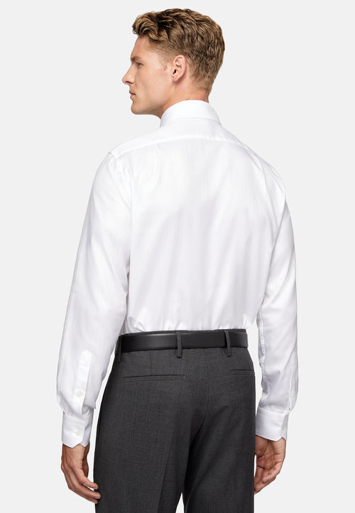 White Regular Fit Cotton Twill Shirt