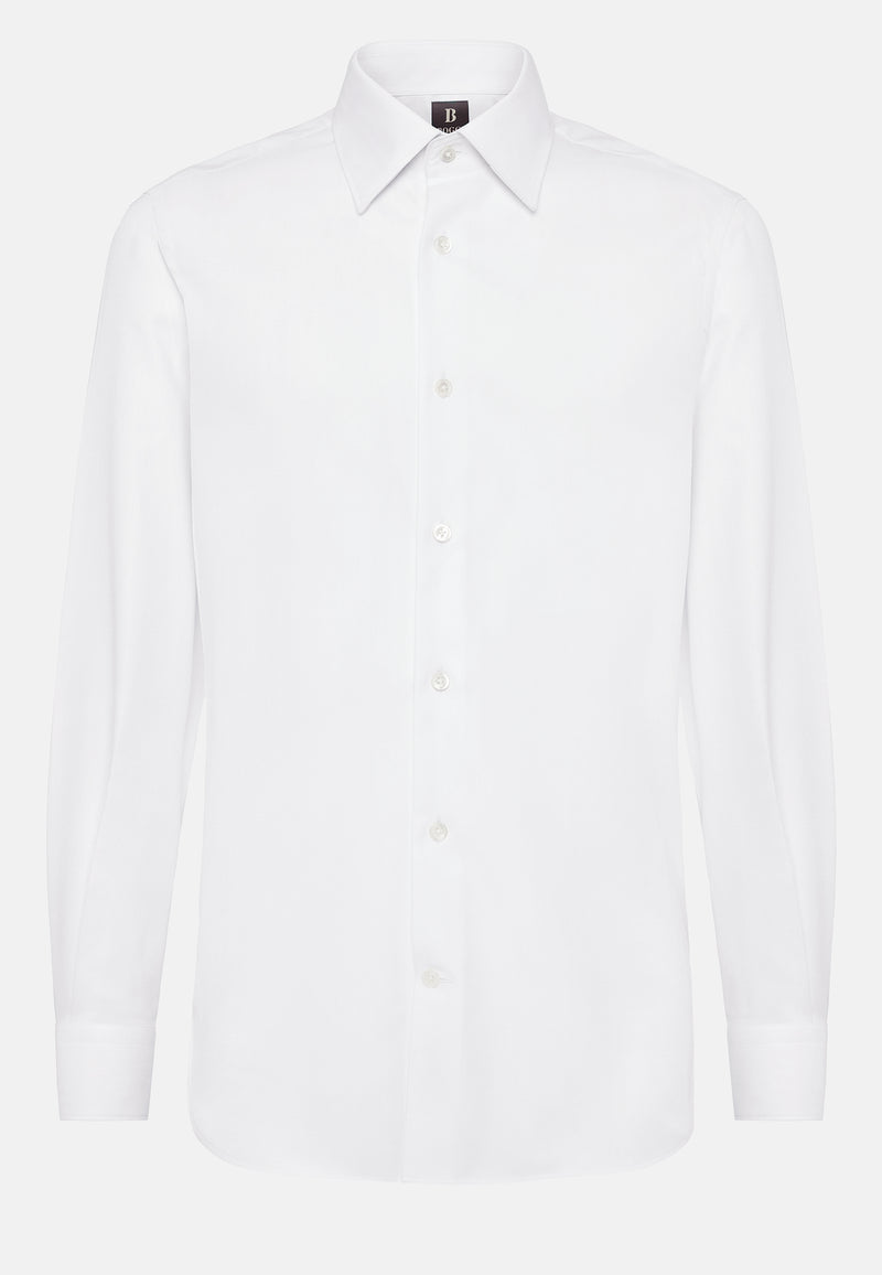 White Regular Fit Cotton Twill Shirt