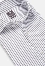 Brown Striped Cotton Dobby Regular Fit Shirt