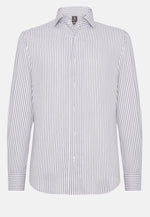 Brown Striped Cotton Dobby Regular Fit Shirt