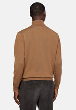 Brown Hazelnut Turtleneck Jumper In Merino Wool