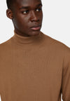 Brown Hazelnut Turtleneck Jumper In Merino Wool